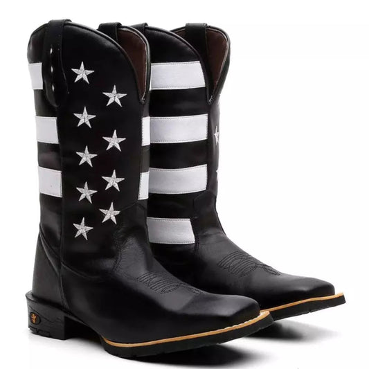 Bota Texana Masculina "Estados Unidos" Preta - Esporatto