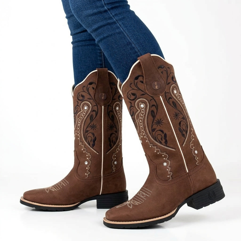 Bota Texana – Couro Horse Bordado Florência