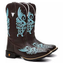 Bota Texana Feminina "Floral Azul" - Esporatto