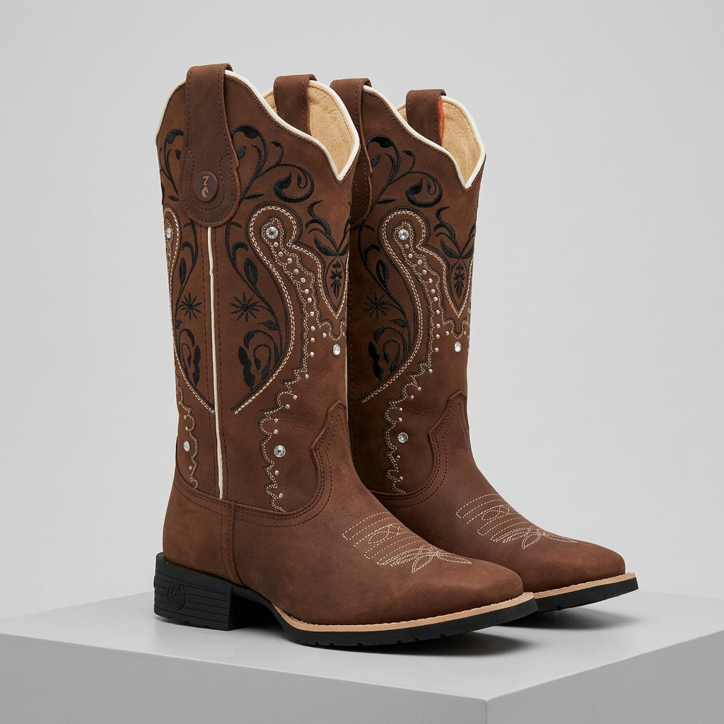 Bota Texana – Couro Horse Bordado Florência