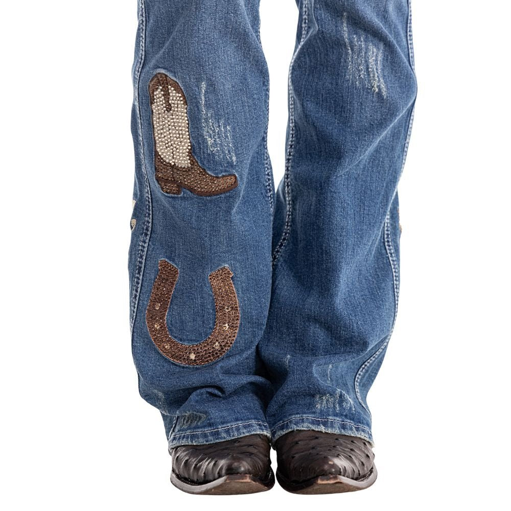 Calça Zenz Western Jeans Old Farm Bordados e Brilhos Barra – ORIGINAL